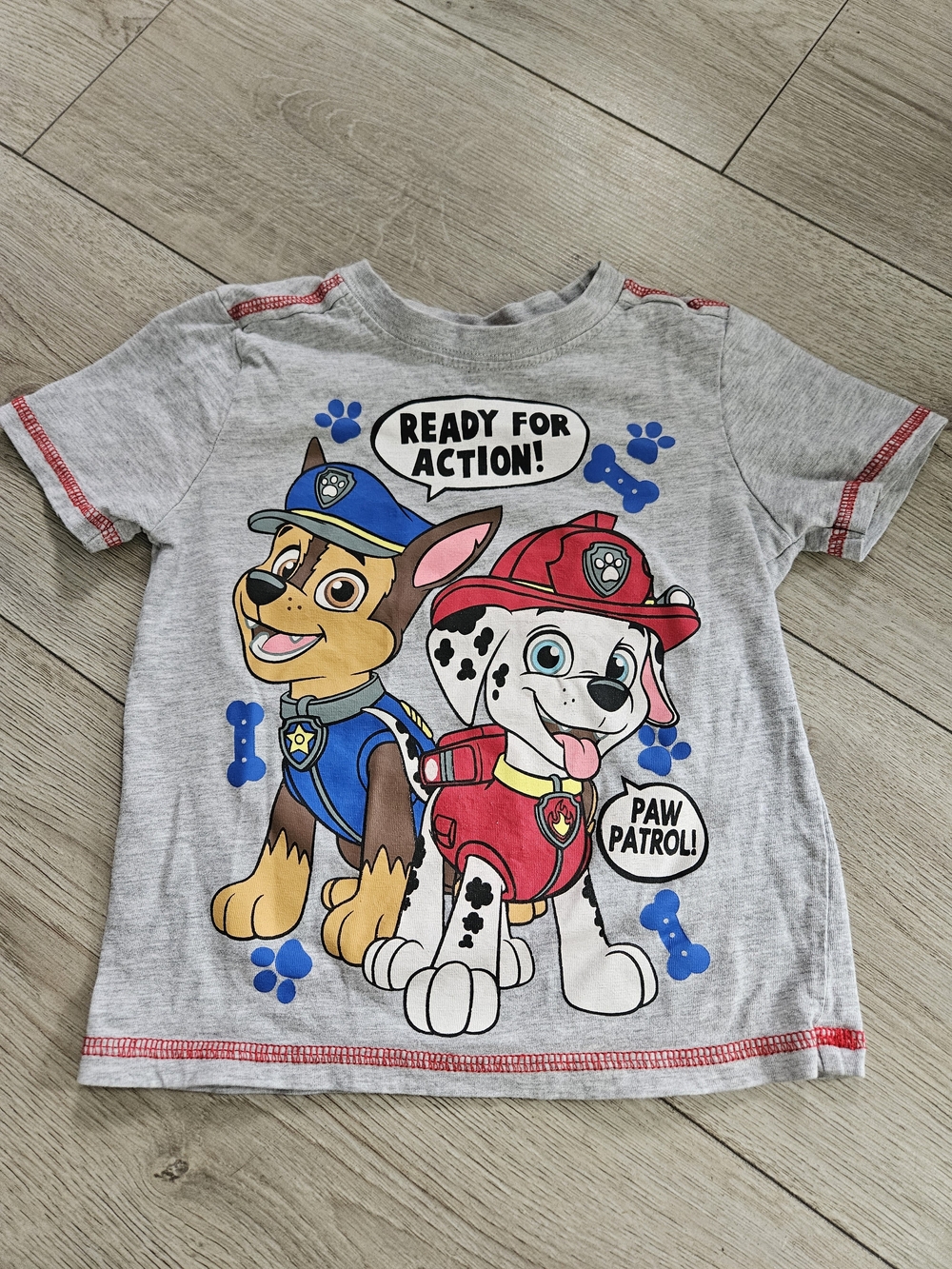 Paw Patrol Toddler Boy T-Shirt Grey Chase Marshall Ready for Action 3T